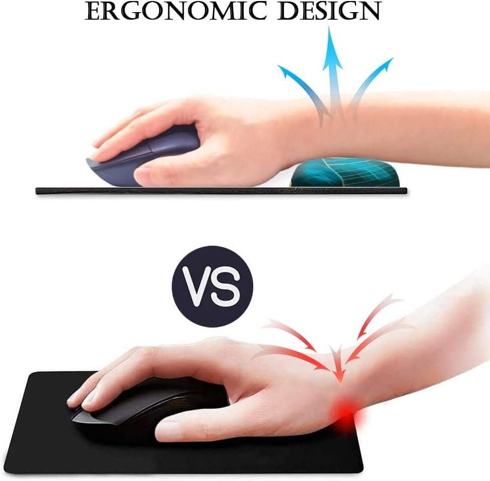 Ergonomic Mouse Pad with Wrist Support Gel Mouse Pad with Wrist Rest, Comfortable Computer Mouse Pad for Laptop, Pain Relief Mousepad with Non-Slip Rubber Base,Green Leaves